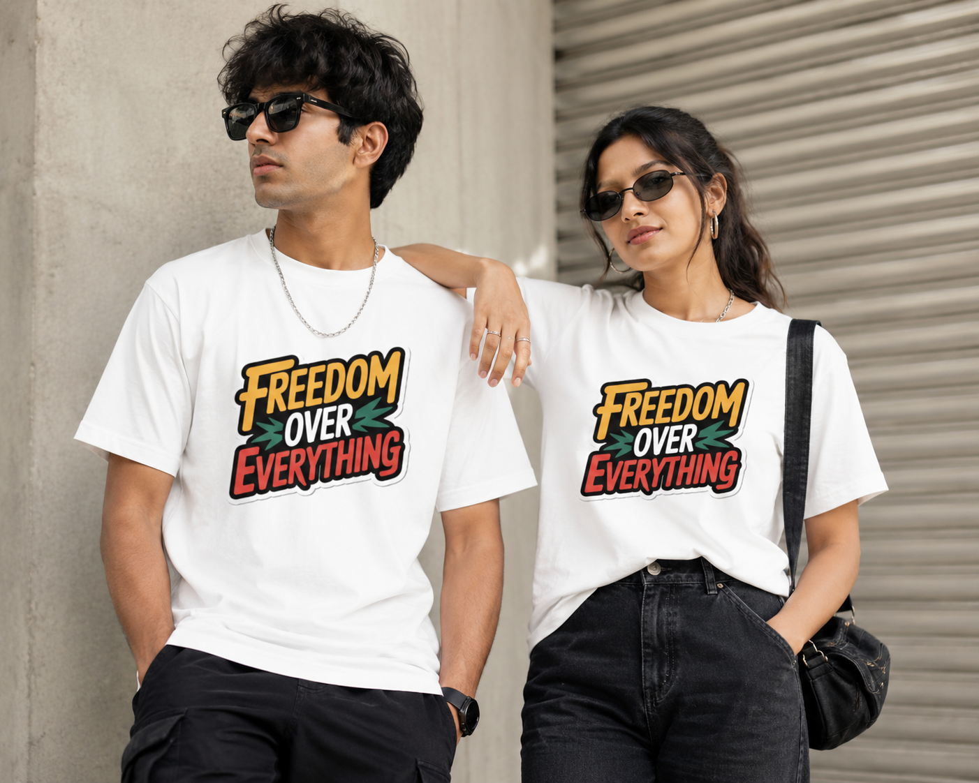Freedom Over Everything Unisex Graphic T-Shirt | White Round Neck Printed Unisex Stretch T-shirt