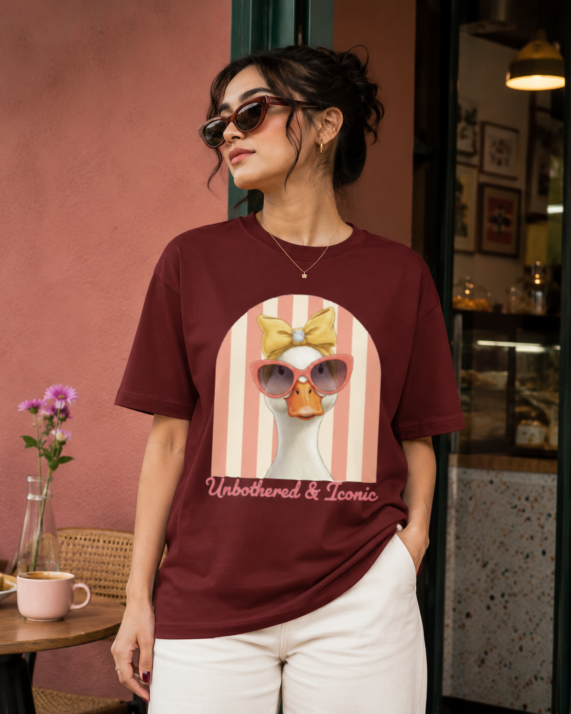 Unbothered & Iconic Graphic Classic Crew T-Shirt for Women
