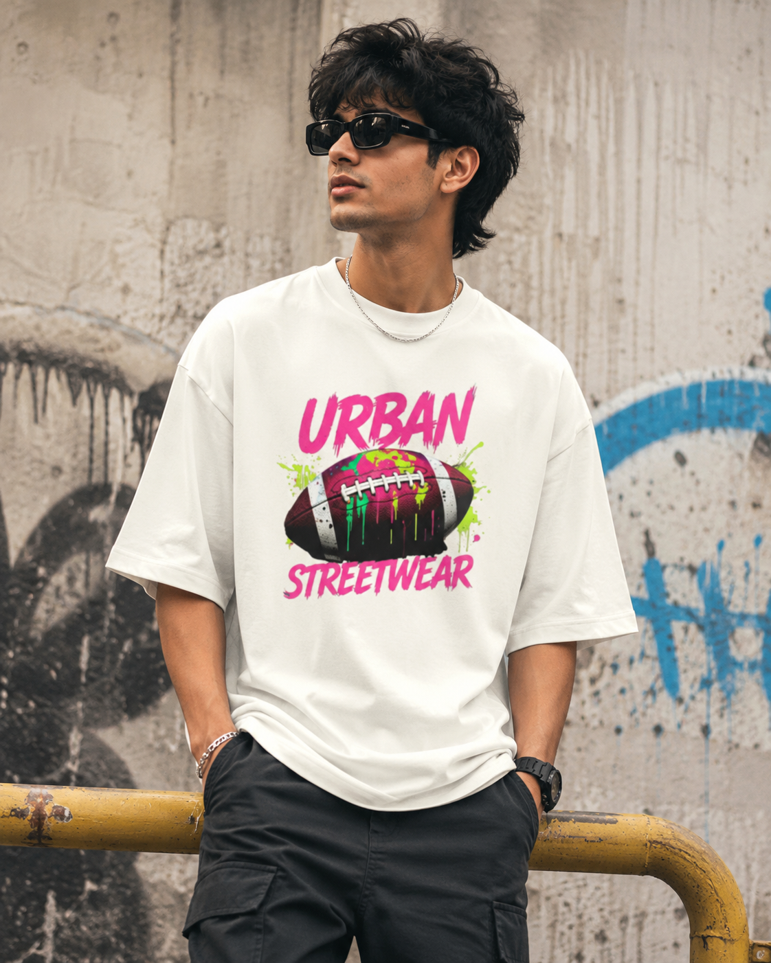 Urban Neon Graffiti Streetwear - Terry Oversized Tee