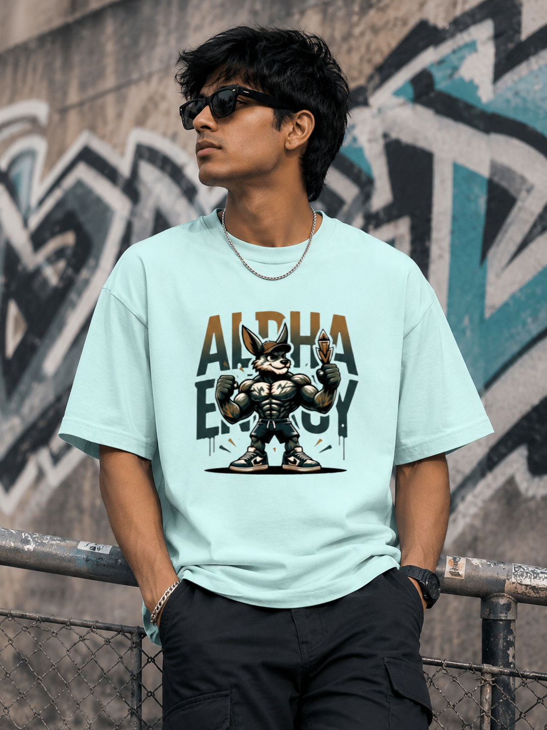 Muscle Bunny Graphic Tee | Alpha Bunny Stretch T-shirt