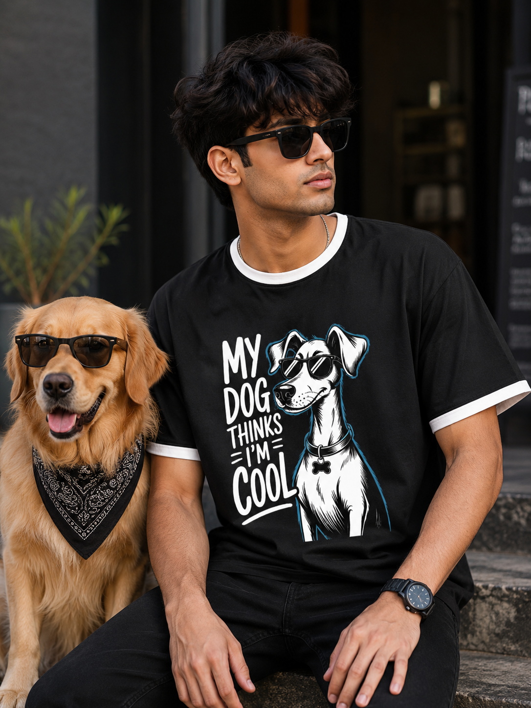 My Dog Thinks I'm Cool – Graphic Ringer T-Shirt \ Because your dog already knows you're awesome. 🐶😎