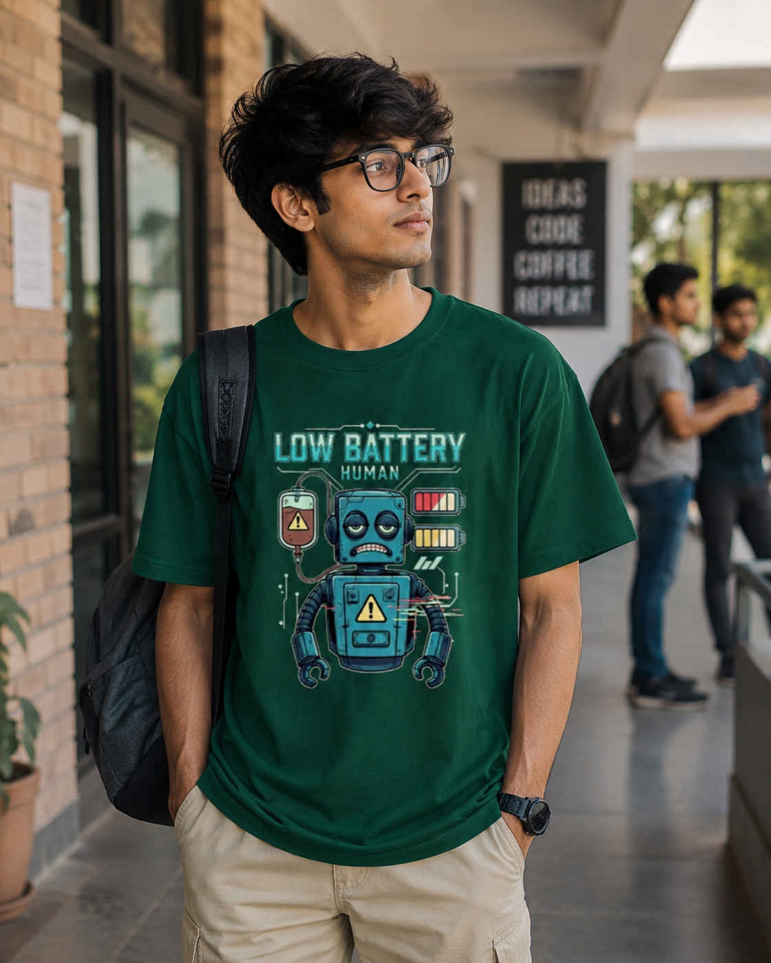 Low Battery Human Terry Oversized Tee