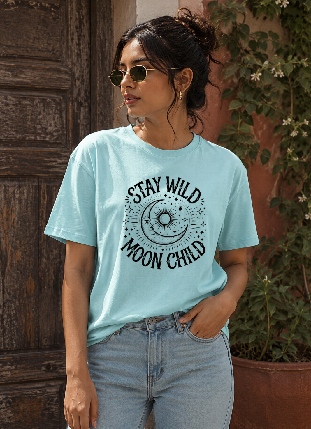 Stay Wild Moon Child Shirt, Boho Celestial Graphic Tee, Astrology Spiritual Women's T-Shirt