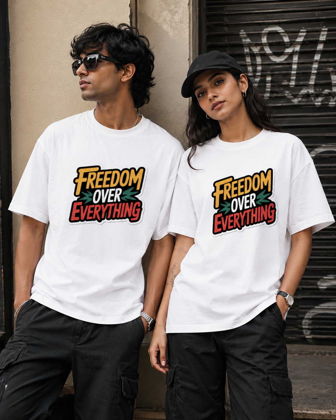 Freedom Over Everything Unisex Graphic T-Shirt | White Round Neck Printed Unisex Stretch T-shirt