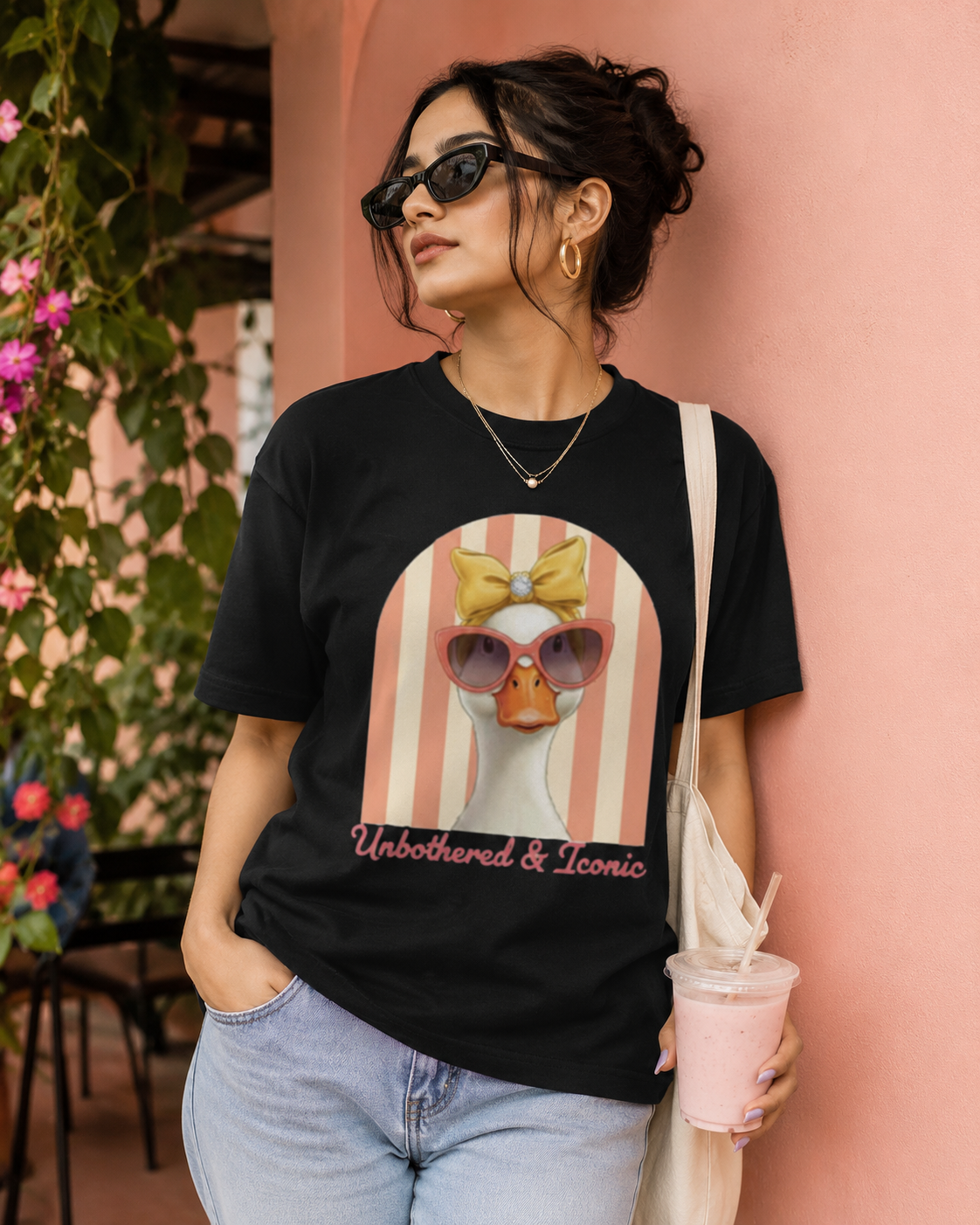 Unbothered & Iconic Graphic Classic Crew T-Shirt for Women